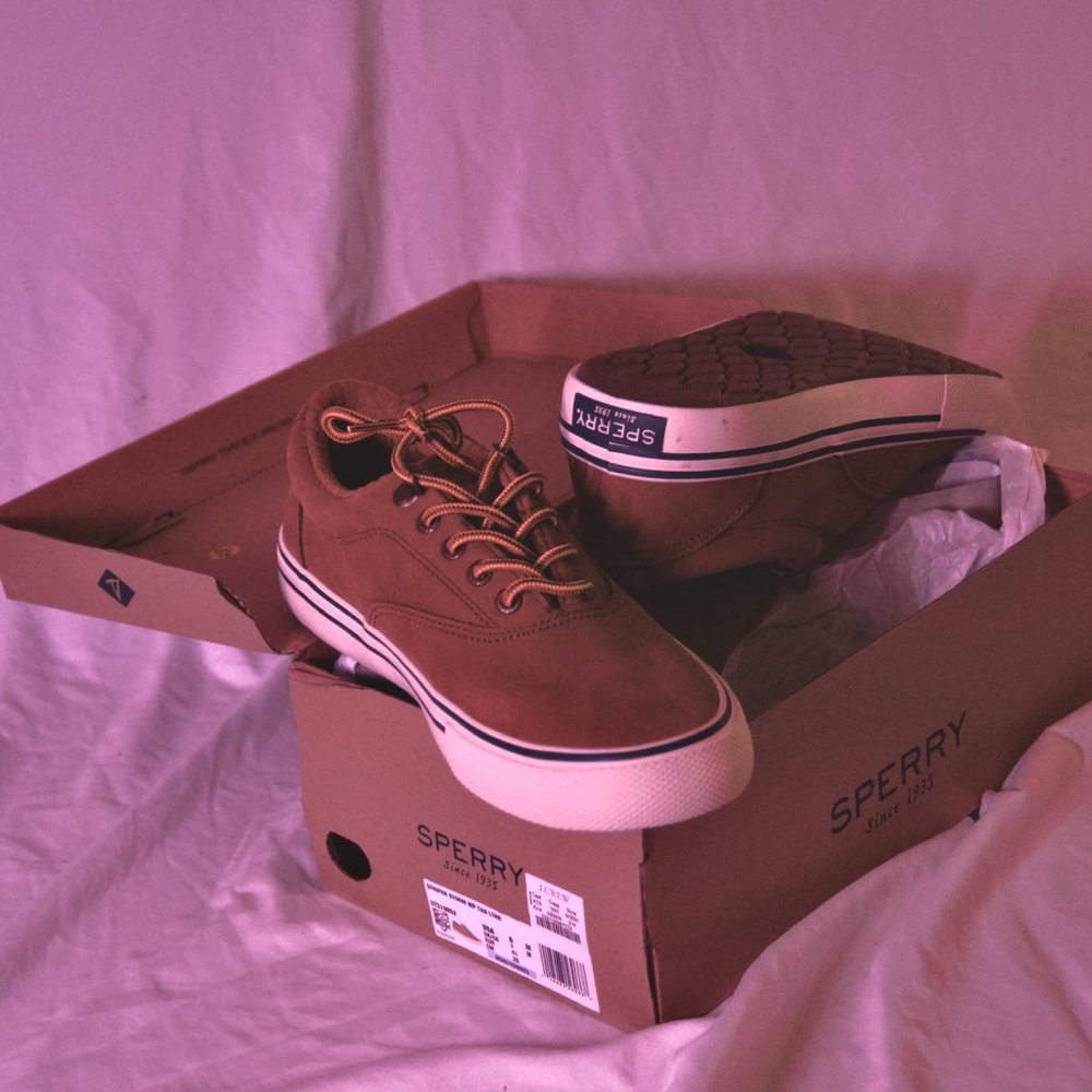 NWT Men’s Sperry Striper Storm US8 WP Tan Leather